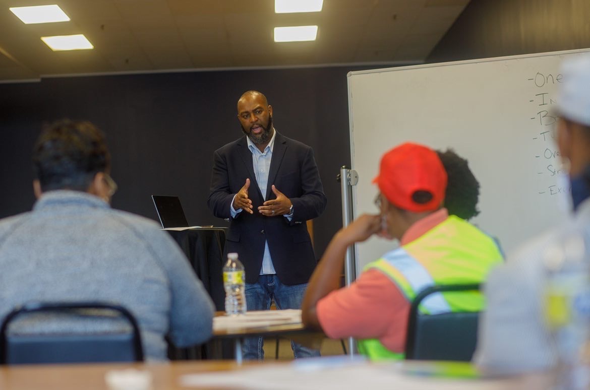 TC Bell leading a workshop discussion